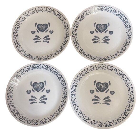 Corelle Blue Hearts Design Dinner Plates 4-Piece Set 10.25" White/Blue FLAW - Picture 1 of 5